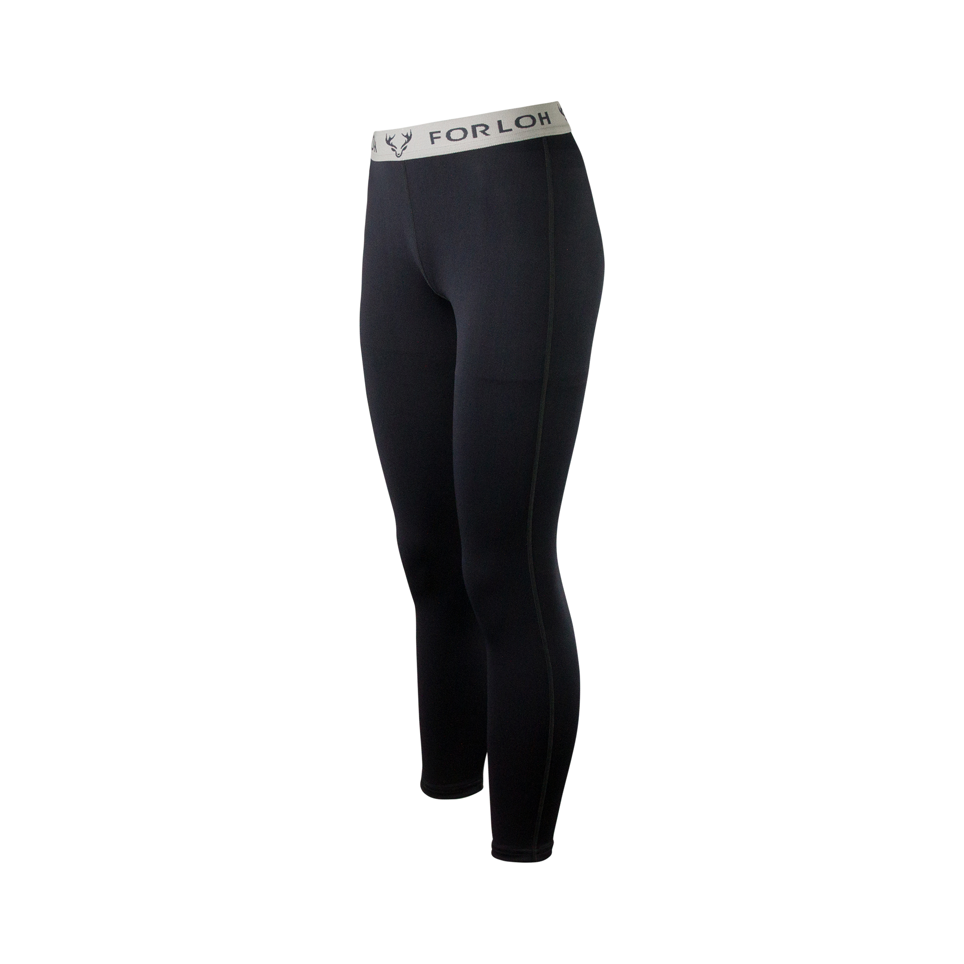 FORLOH Womens Deep Space Base Layer Bottom Solid Black Side Angle