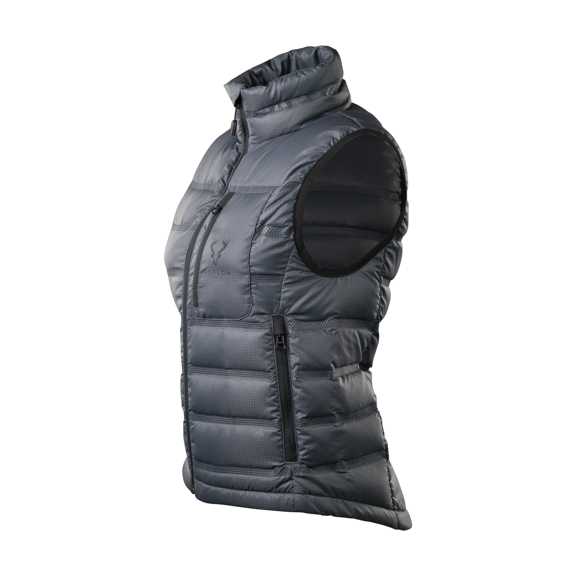 FORLOH Womens ThemoNeutral Down Vest Solid Grey Side