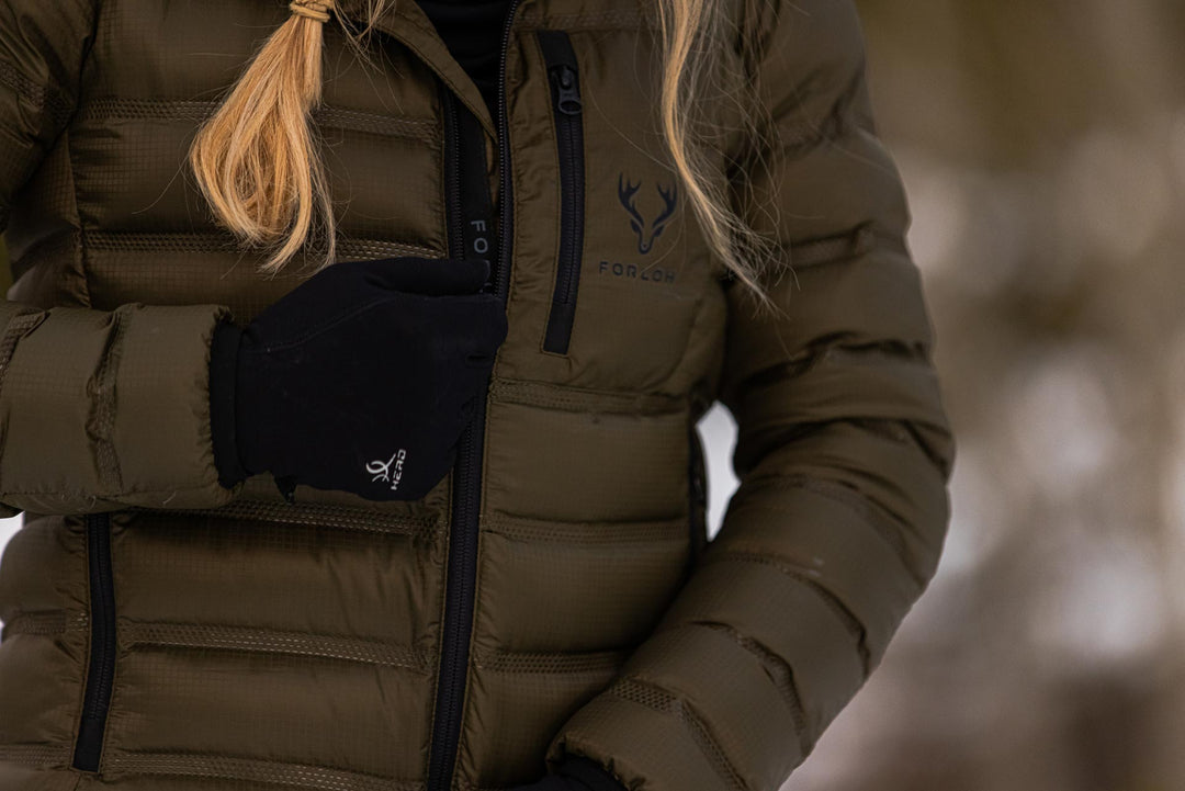 woman wearing FORLOH insulted jacket 