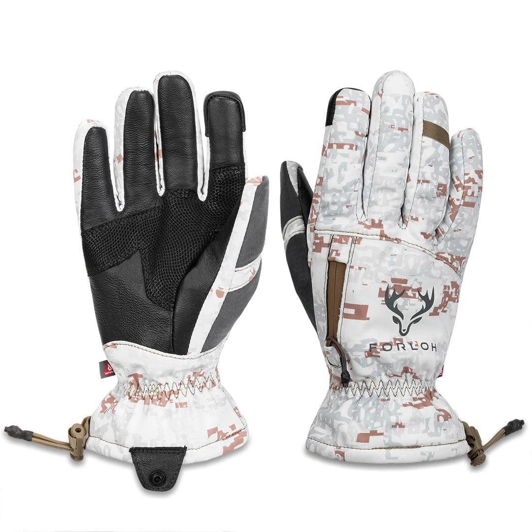 AllClima Softshell Gloves - Snowfall Camo Hunting Gloves - FORLOH
