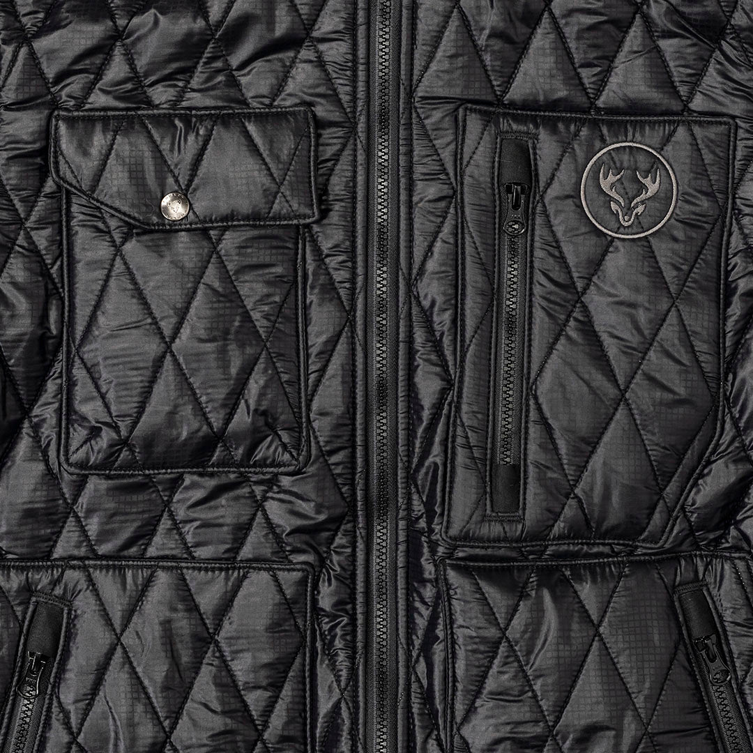 Men's Reversible Hi-Loft Merino Wool Jacket - Black Quilted Wool Jacket - FORLOH