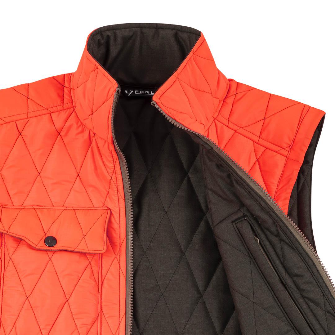 Men's Reversible Hi-Loft Merino Wool Vest - Blaze Orange - Wool Hunting Vest - FORLOH