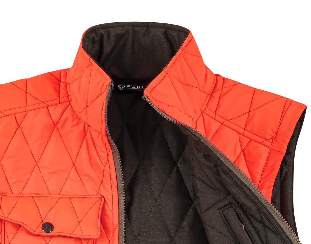 Men's Reversible Hi-Loft Merino Wool Vest - Blaze Orange - Wool Hunting Vest - FORLOH