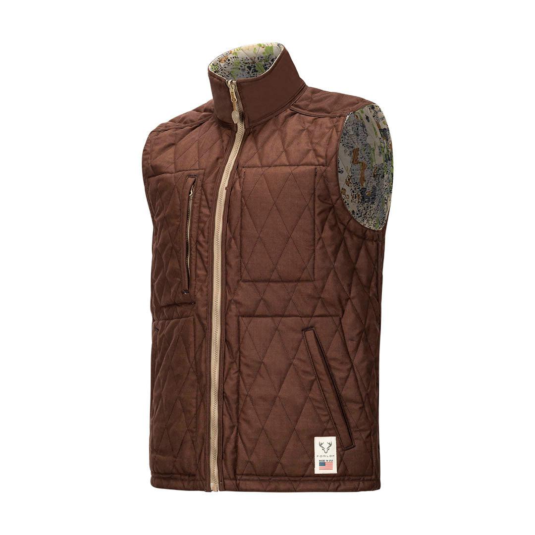 Men's Reversible Hi-Loft Merino Wool Vest - Exposed Camouflage and Brown Wool Hunting Vest - FORLOH