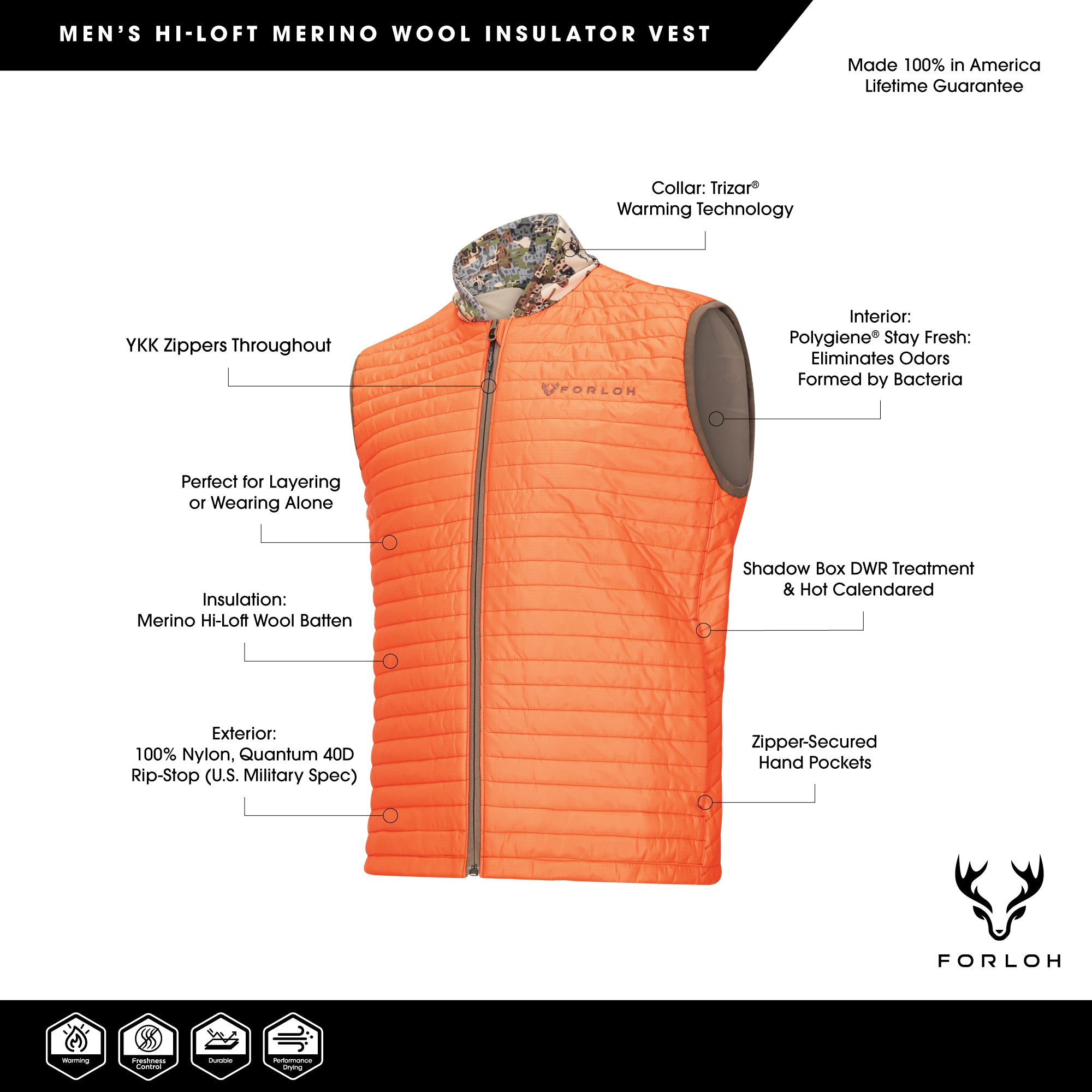 Men's Merino Hi-Loft Insulator Vest - FORLOH