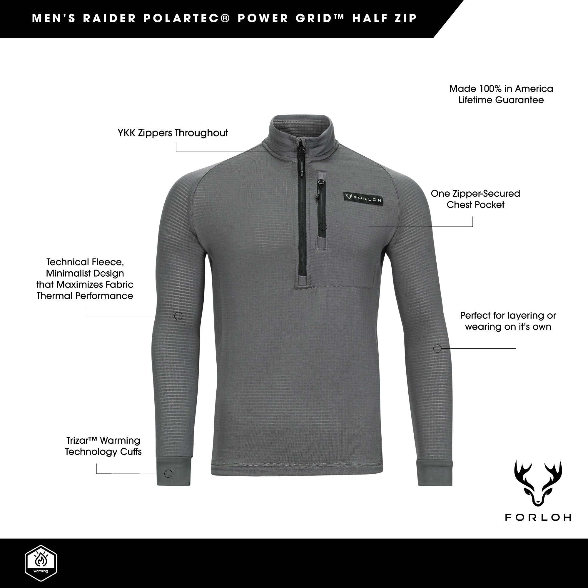 Men's Raider Polartec® Power Grid™ Half Zip - FORLOH