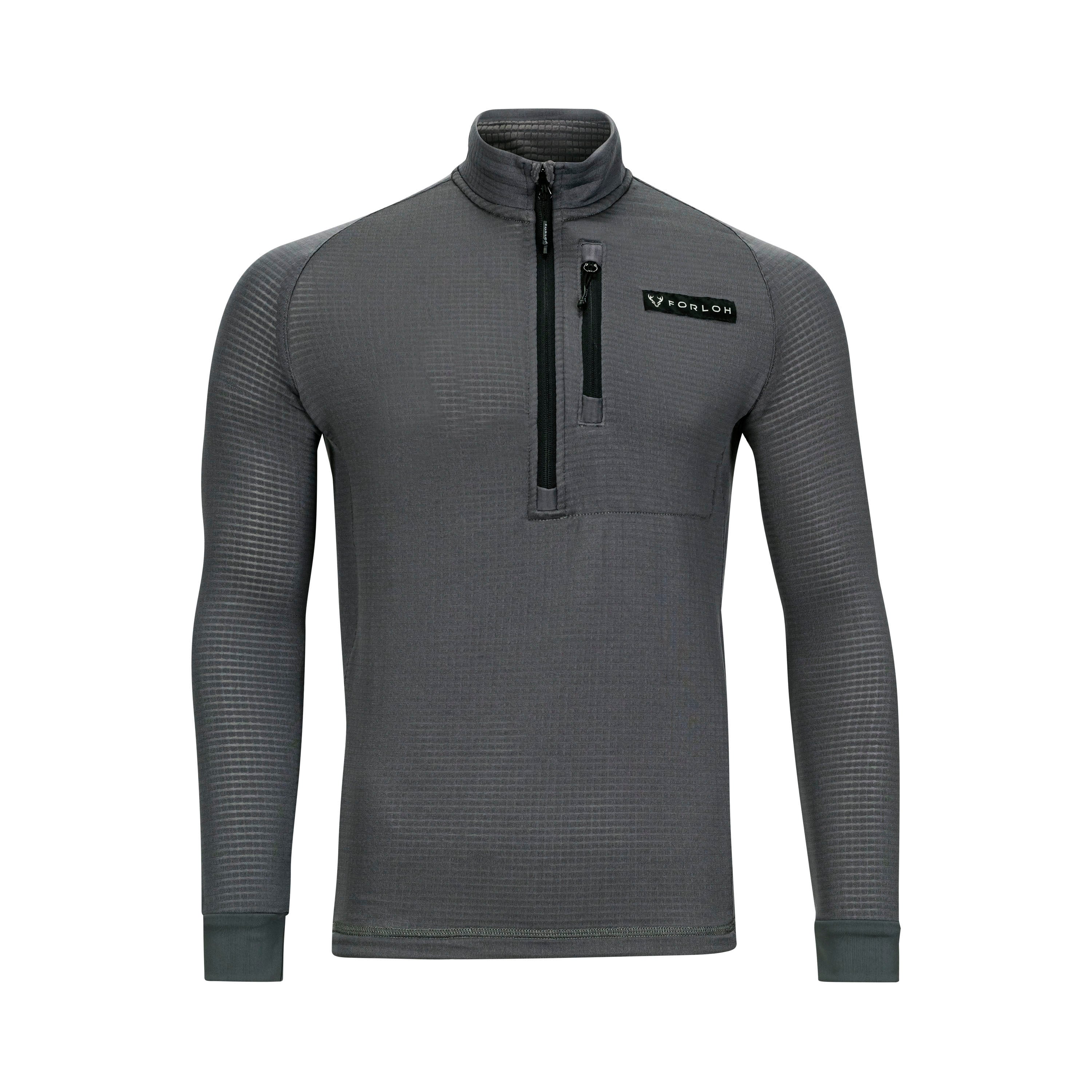 【グレー（07）】POLARTEC POWER GRID Half Zip FORLOH | Polartec Power Grid Half-Zip Midlayer | USA Made