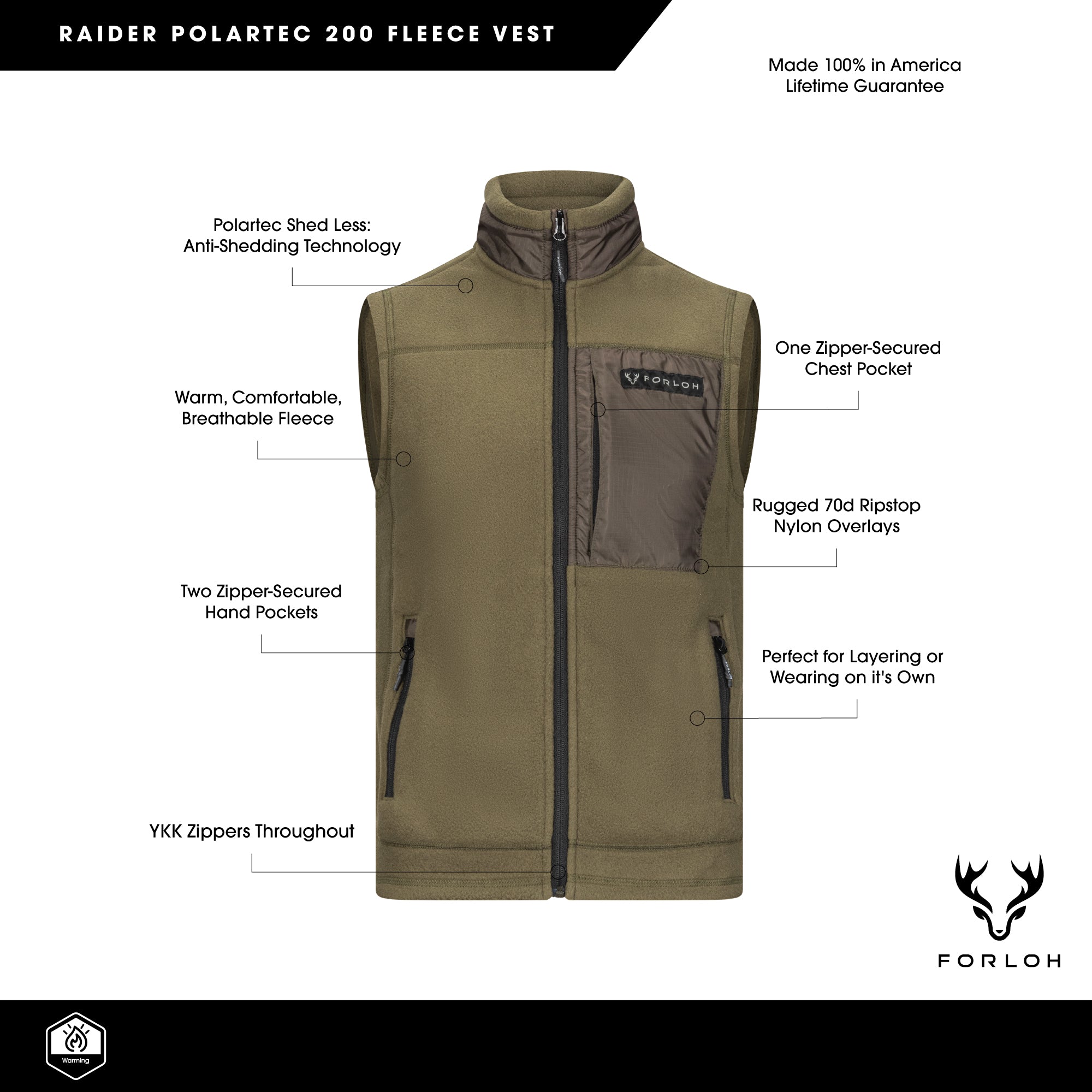 Men's Raider Polartec® 200 Fleece Vest - FORLOH