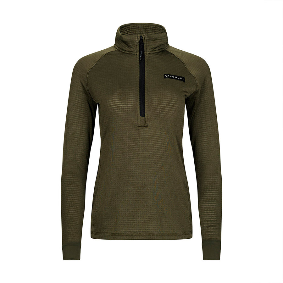 Raider Polartec®️ Power Grid™ Half Zip Women's Fleece Pullover - Green - Front - FORLOH
