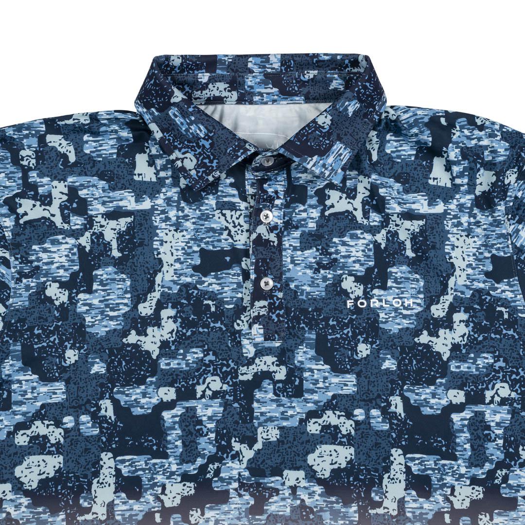 SolAir UPF Polo Shirt - Sea Clear Camo Fade - Collar - FORLOH