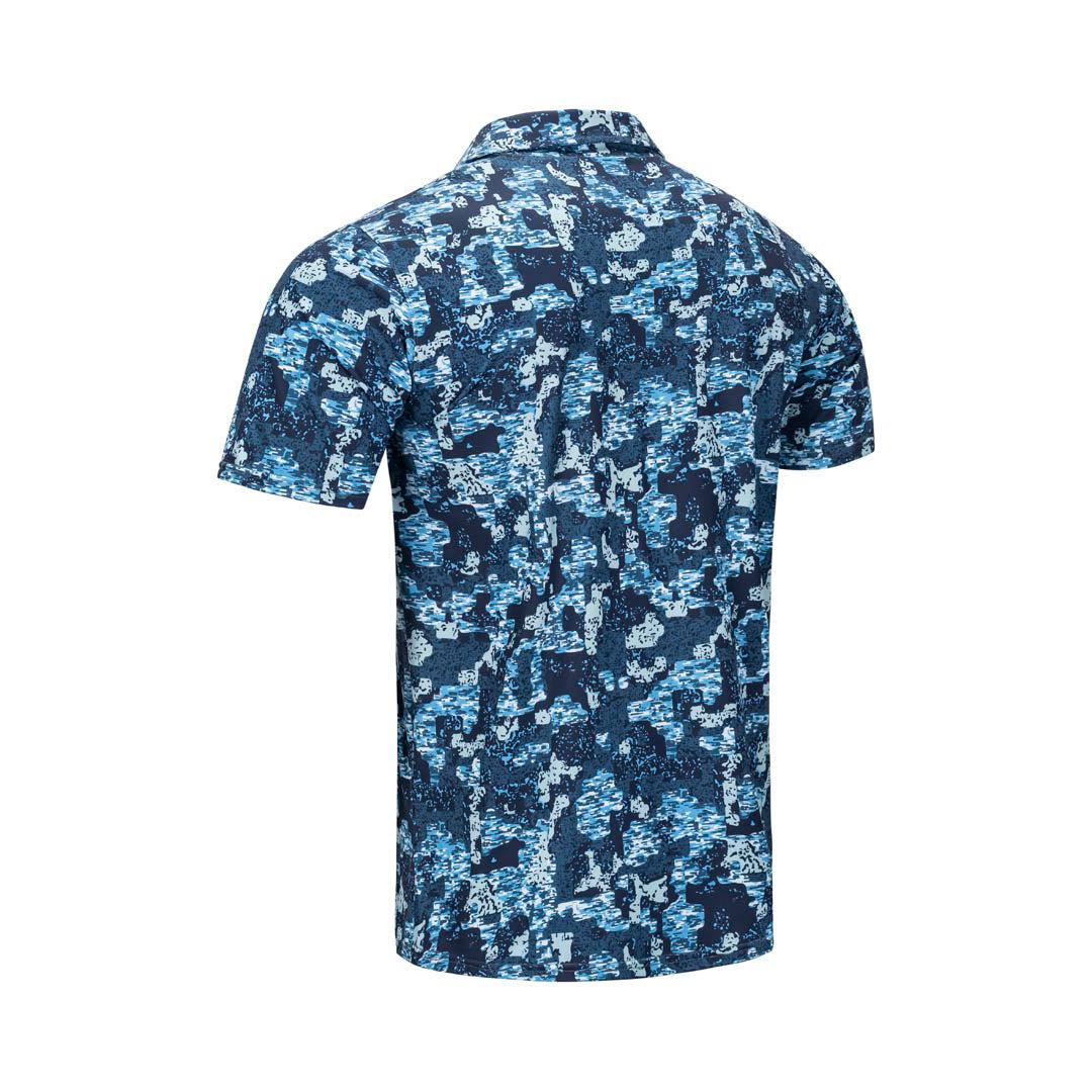 SolAir UPF Polo Shirt - Sea Clear Blue Camo - Back - FORLOH