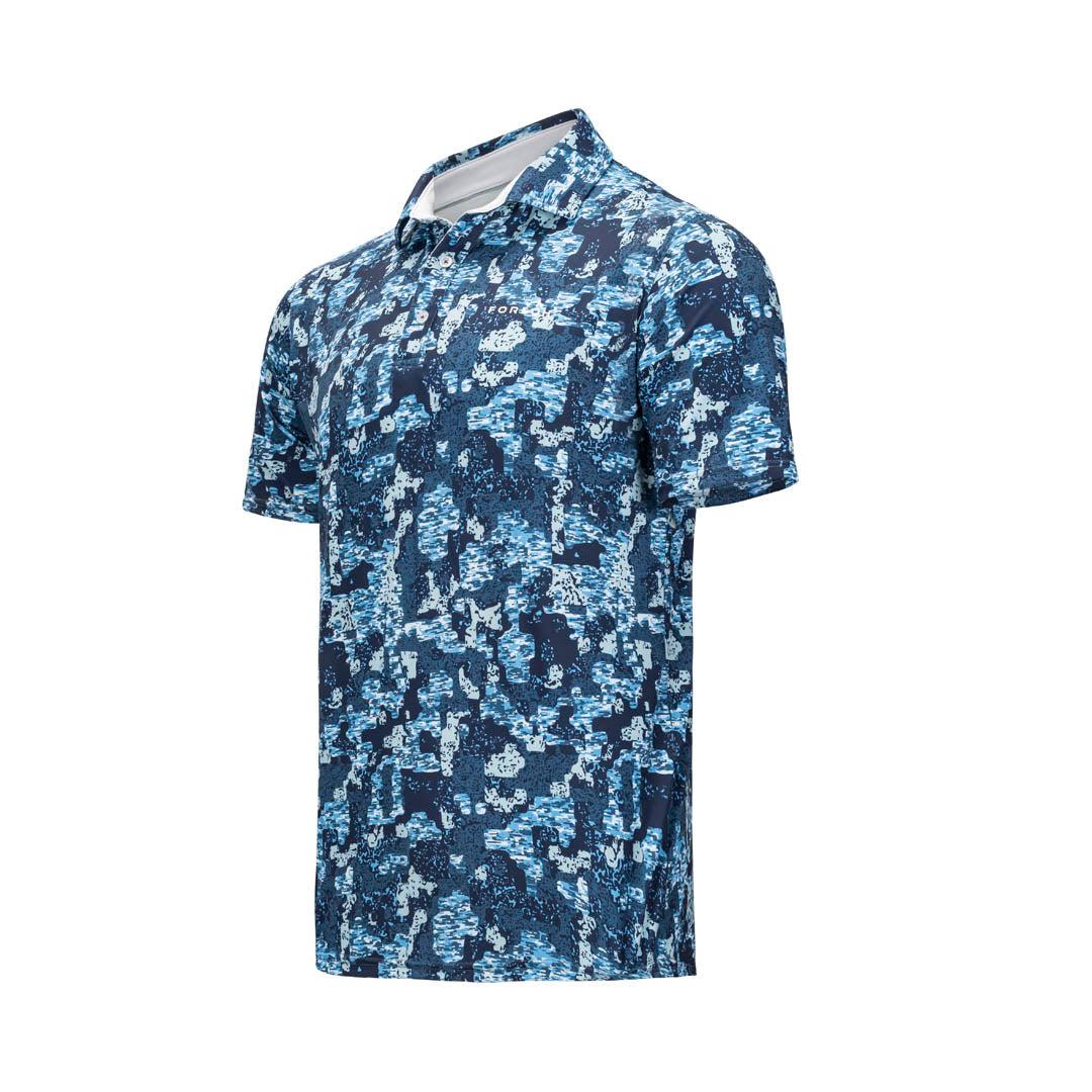 SolAir UPF Polo Shirt - Sea Clear Blue Camo - FORLOH
