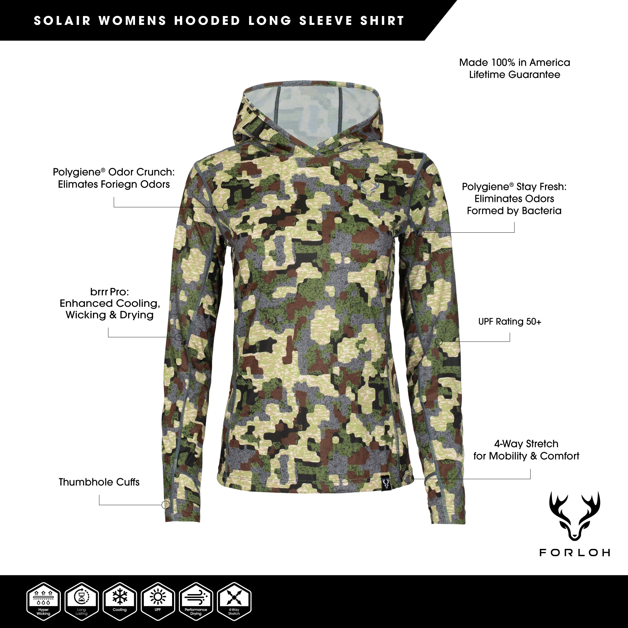 Women's SolAir Hooded Long Sleeve Shirt - FORLOH