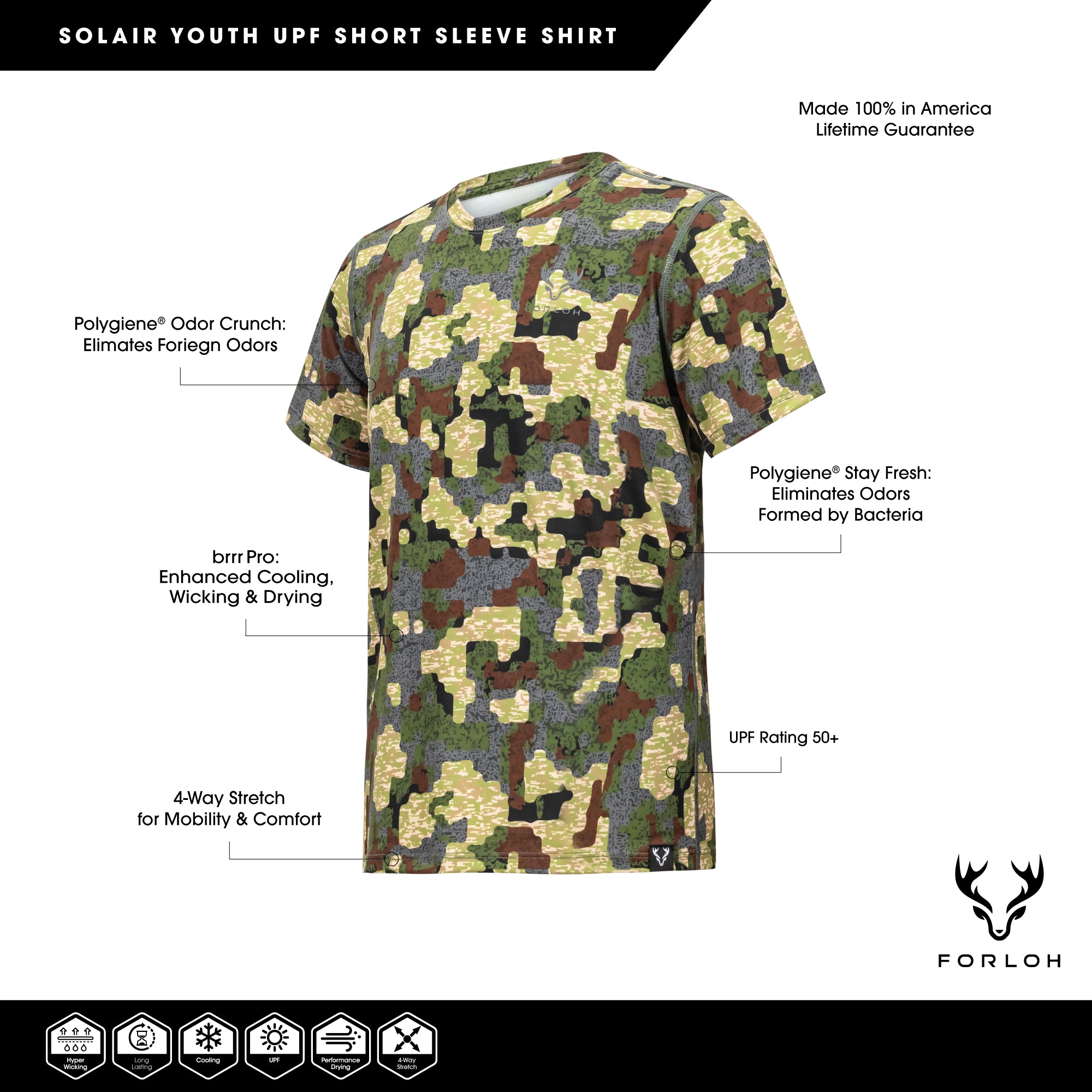 Youth SolAir UPF Short Sleeve Shirt - FORLOH