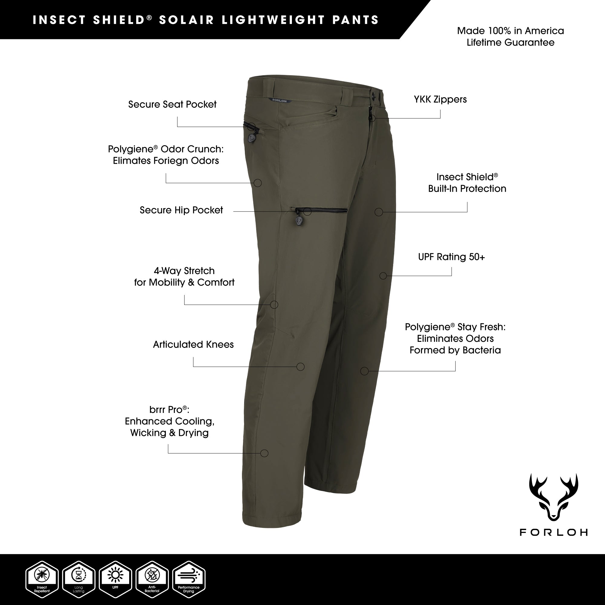 Insect Shield® SolAir Lightweight Pants - FORLOH