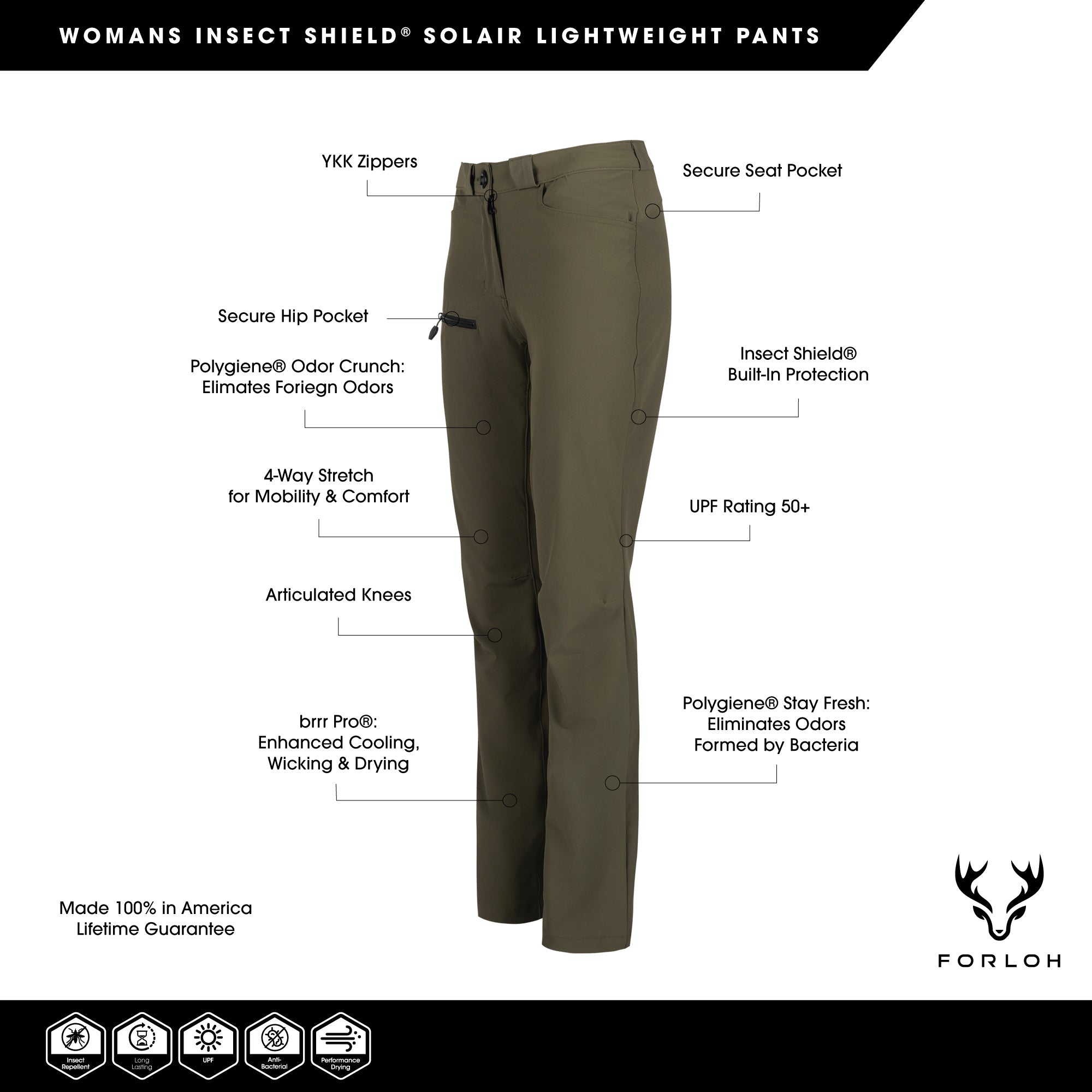 Women's Insect Shield® Solair Lightweight Pants - FORLOH