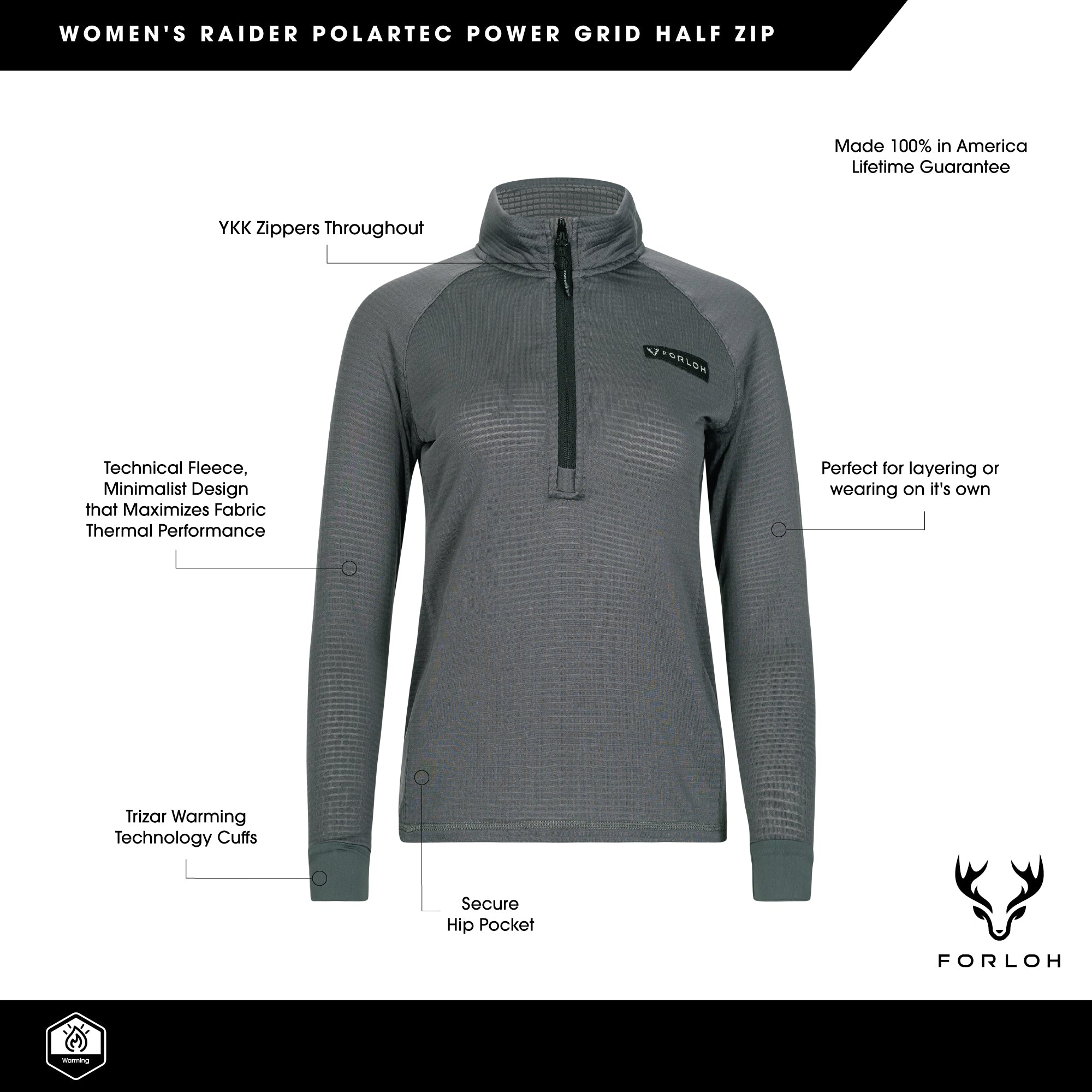 Women's Raider Polartec® Power Grid™ Half Zip - FORLOH