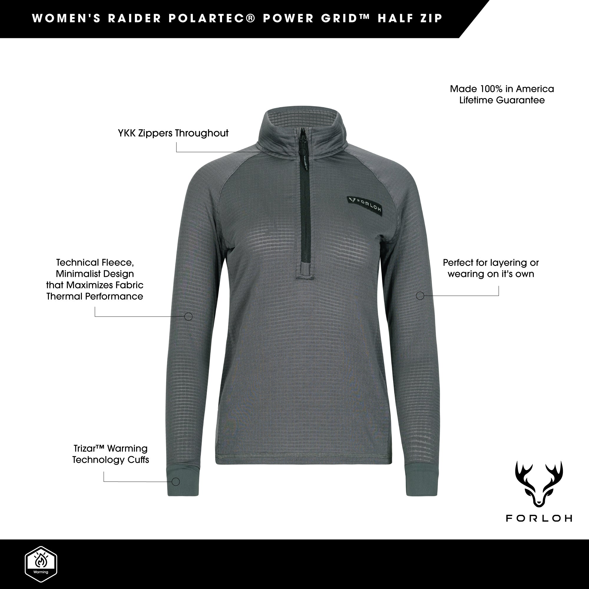 Women's Raider Polartec® Power Grid™ Half Zip - FORLOH