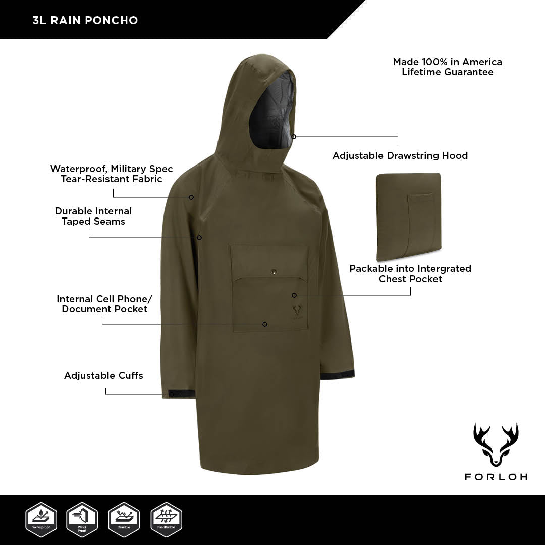 3L Rain Packable Poncho