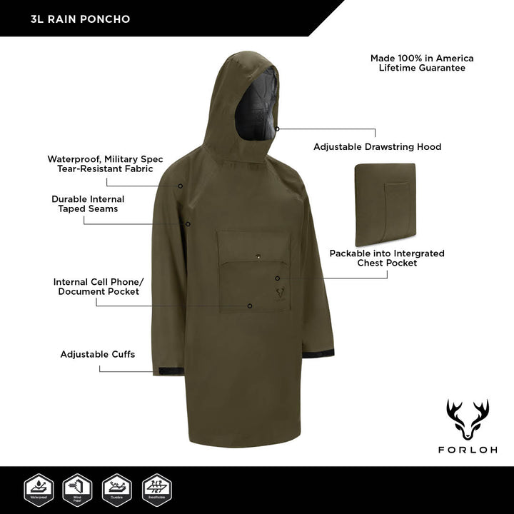 3L Rain Packable Poncho