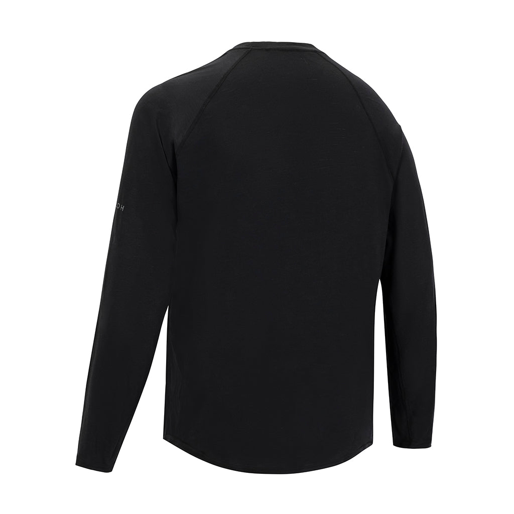 Wool Base Layer Top - Black - Back View of FORLOH Merino Wool Shirt