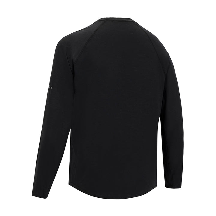 Wool Base Layer Top - Black - Back View of FORLOH Merino Wool Shirt