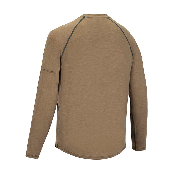 Wool Base Layer Top - Tan - Back View of FORLOH Merino Wool Shirt