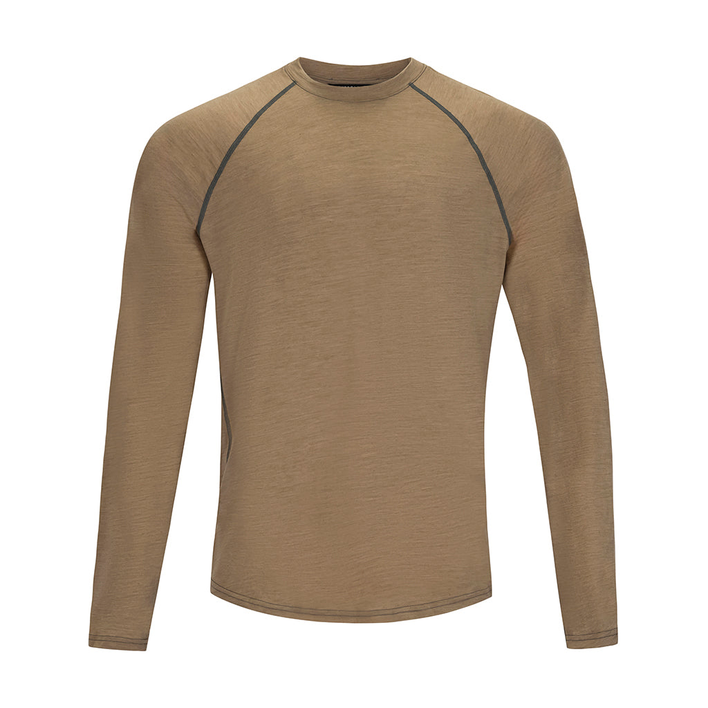 Wool Base Layer Top - Tan - Front View of FORLOH Merino Wool Shirt
