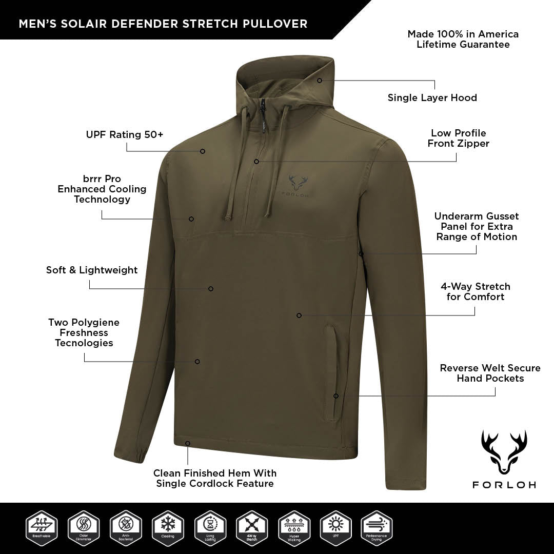 Men's SolAir Defender Half Zip Pullover - Green - Features - FORLOH