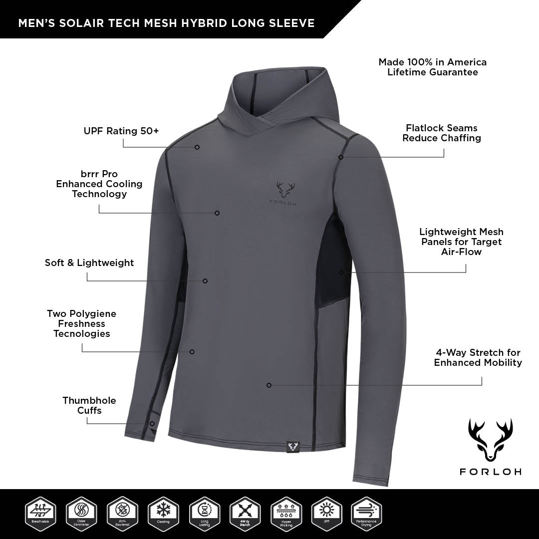 Men's SolAir Tech Mesh Hooded LS Shirt - FORLOH