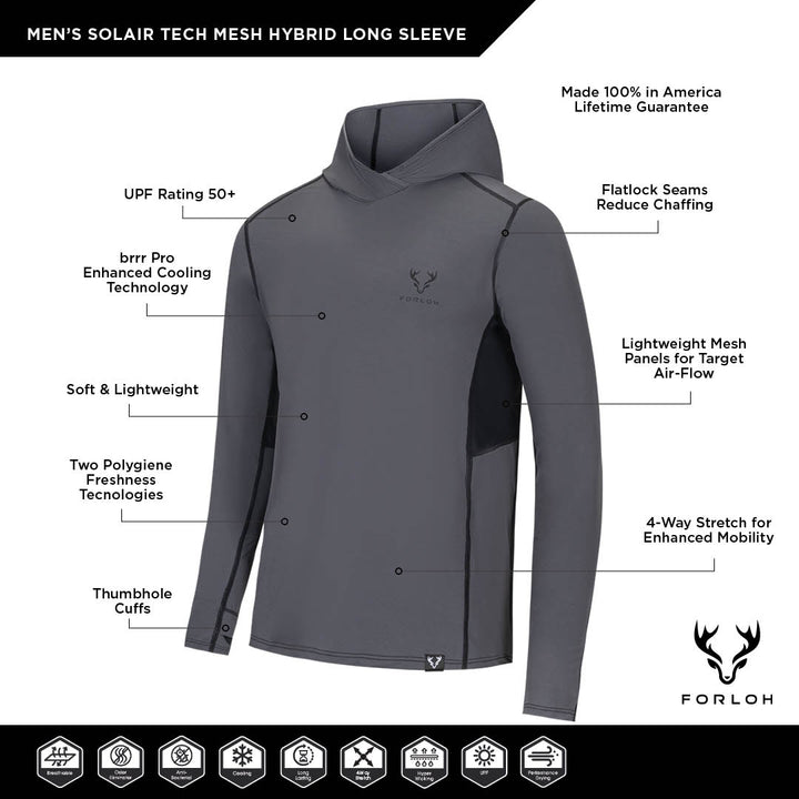 Men's SolAir Tech Mesh Hooded LS Shirt - FORLOH