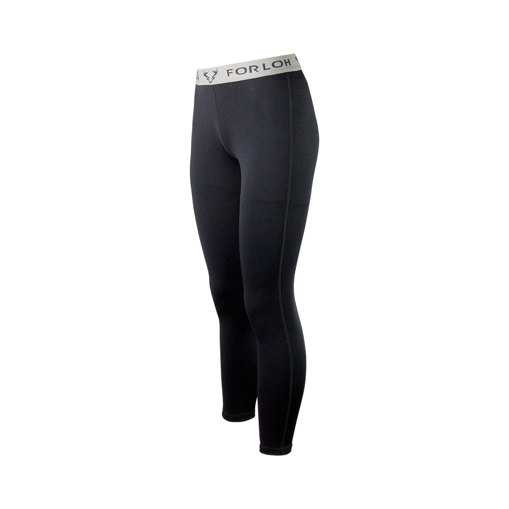 FORLOH Womens Deep Space Base Layer Bottom Solid Black Side Angle