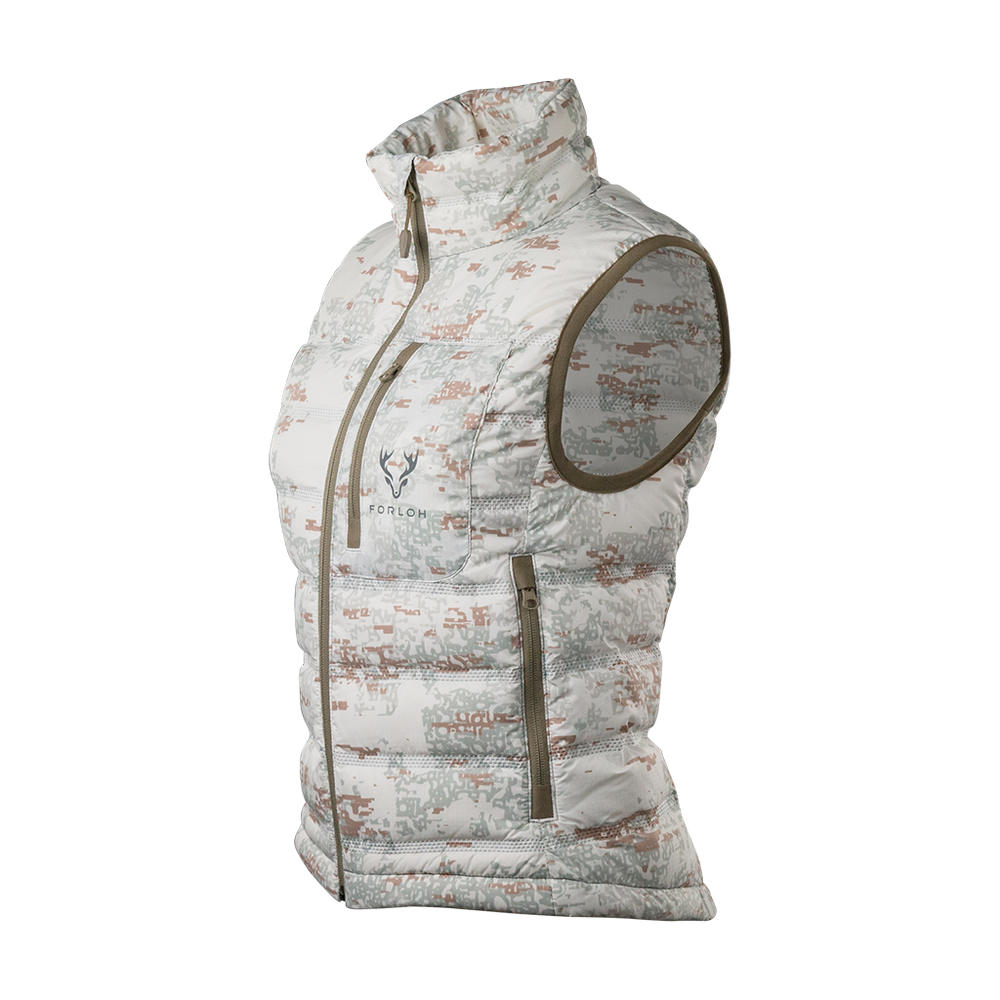 FORLOH Womens ThemoNeutral Down Vest Snowfall Camo Side