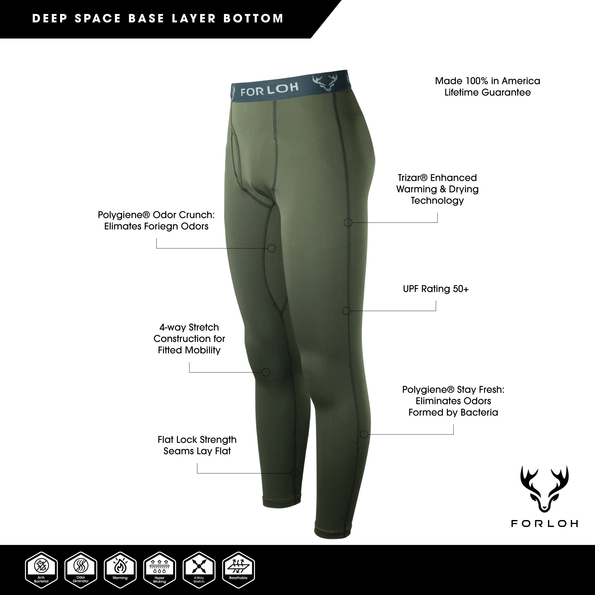 Men's Base Layer Pants with Scent Control - Features - FORLOH