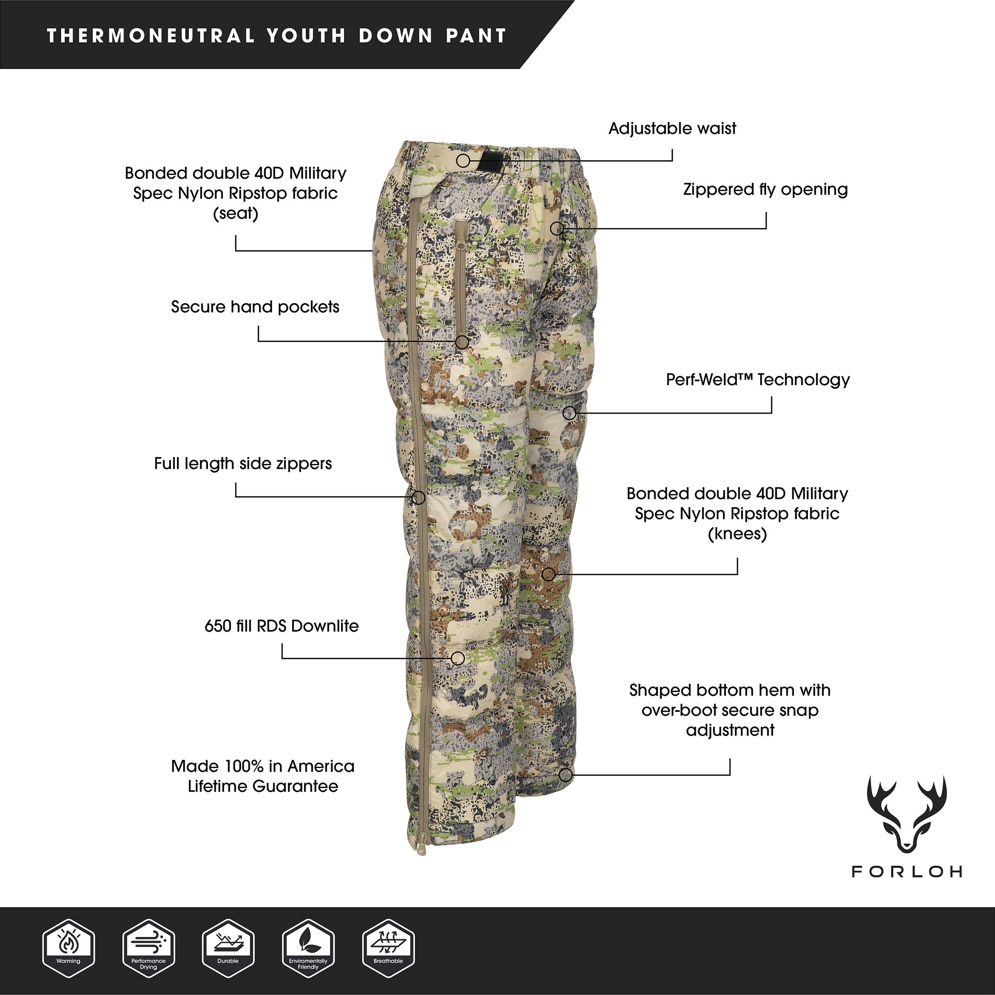 Youth ThermoNeutral Insulated Down Pants - FORLOH