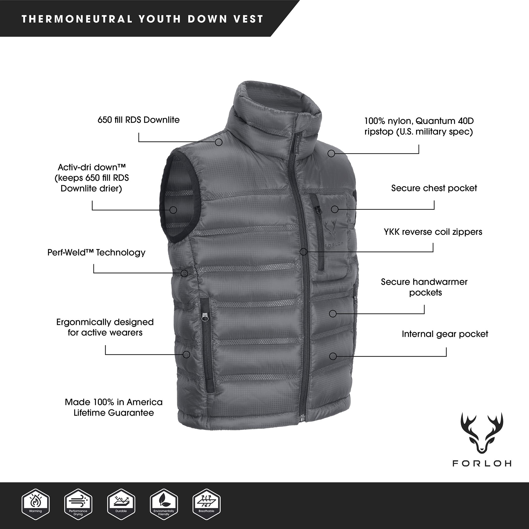 Youth ThermoNeutral Down Vest - FORLOH