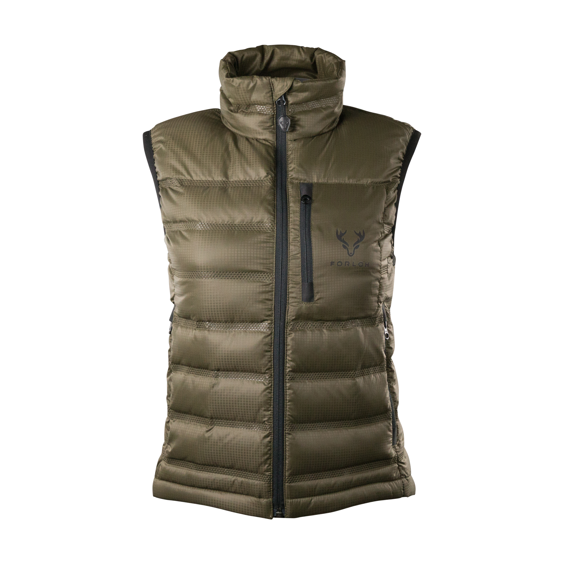 FORLOH Womens ThemoNeutral Down Vest Solid Green Front
