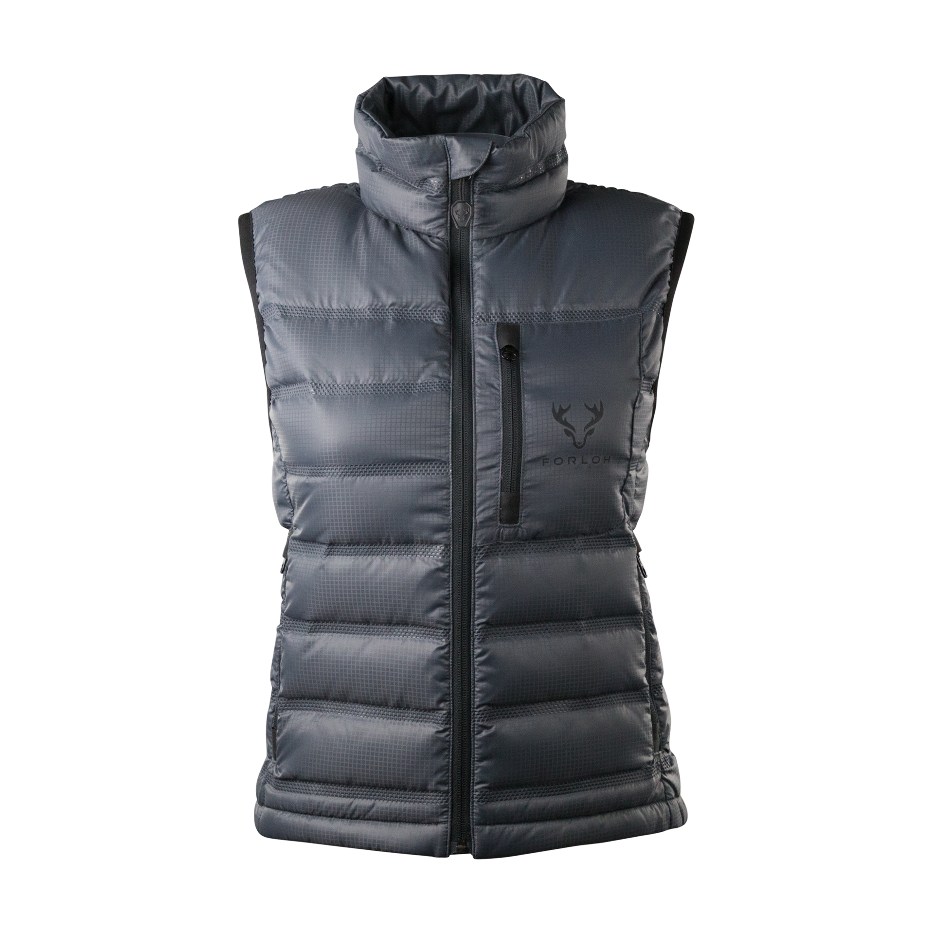 FORLOH Womens ThemoNeutral Down Vest Solid Grey Front